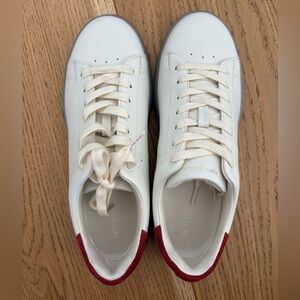 Tory Burch White Sneakers with Red Suede Accents / 9.5